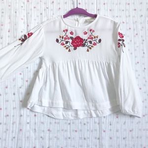 Zara Girl’s Boho Embroidered Floral Blouse Top